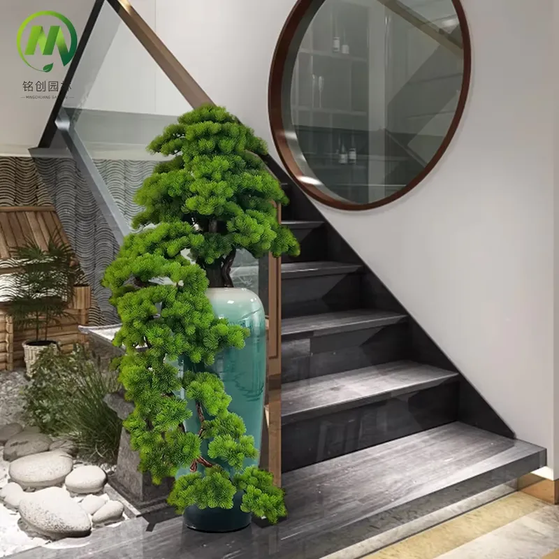 Bonsai Tree Miniature Zen Garden - Decoratieve groenblijvende welkomstpijnboom, levensechte kunstmatige pijnboom
